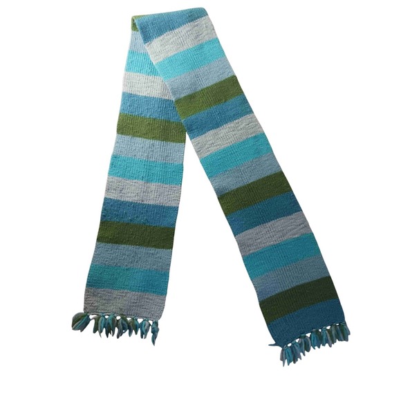American Eagle‎ Outfitters Striped Fringed Unisex Merino Wool Casual Scarf - Picture 1 of 8
